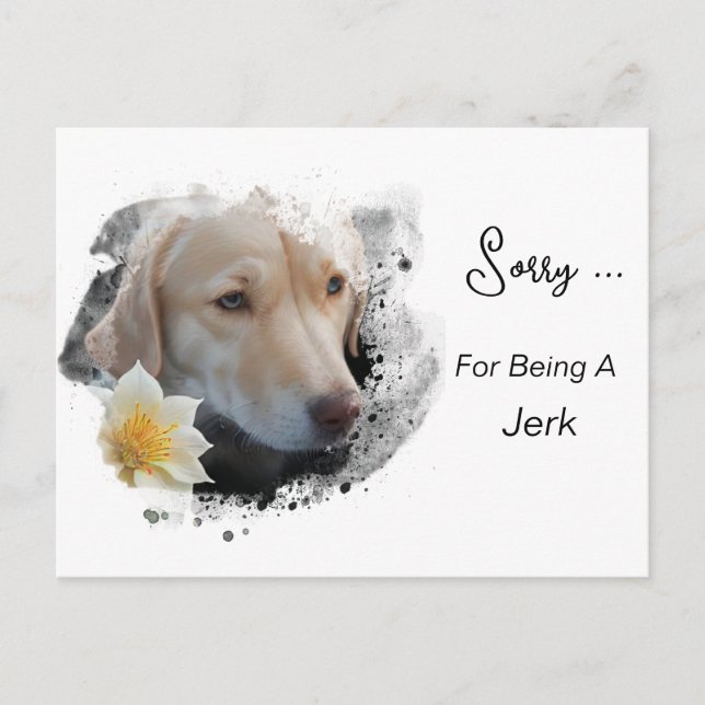 Carte Postale *~* AP61 Triste Retriever Lab Fleur Désolé Connard (Devant)