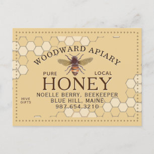 Carte Postale Apiary Honeycomb abeille jaune