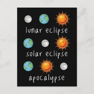 Carte Postale Apocalypse drôle d'éclipse lunaire solaire