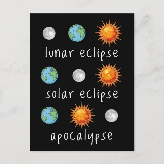 Carte Postale Apocalypse drôle d'éclipse lunaire solaire (Devant)
