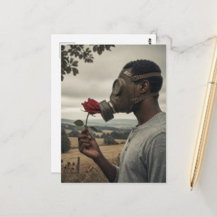 Carte Postale apocalyptique Vintage homme dans un masque à gaz