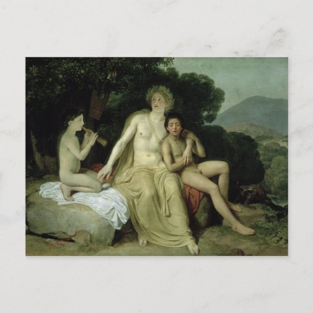 Carte Postale Apollo avec Hyacinthus et Cyparissus (Devant)