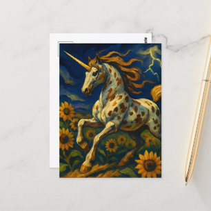 Carte Postale Appaloosa Unicorne dans une tempête