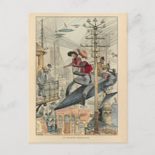 Carte Postale Appareils de vol futuristes vintages Art couleur