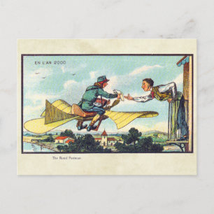 Carte Postale Appareils de vol futuristes vintages Art couleur