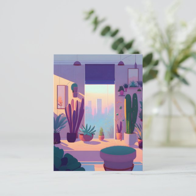 Carte Postale Appartement Lover plante, poste (Debout devant)