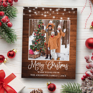 Carte Postale Appel de la calligraphie amusante de Noël en bois