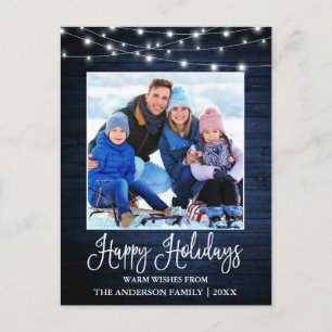 Carte Postale Appel de la calligraphie bleue en bois lumineux Ph