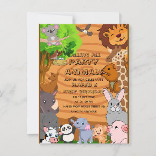Carte Postale Appel éditable à tous les animaux de fête Fille de