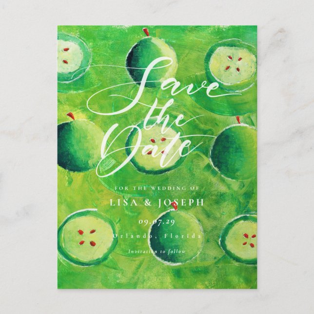 Carte Postale Apple Orchard Country Script Enregistrer la date (Devant)