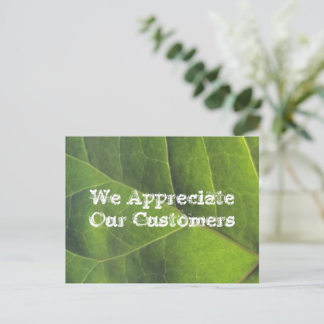 Carte Postale Appréciation de la clientèle Feuille verte vif Ent (Debout devant)