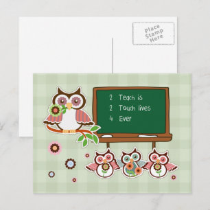Carte Postale Appréciation de l'enseignant de Cute Owls