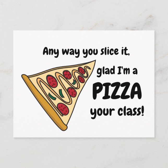 Carte Postale Appréciation du Merci enseignant Pizza (Devant)