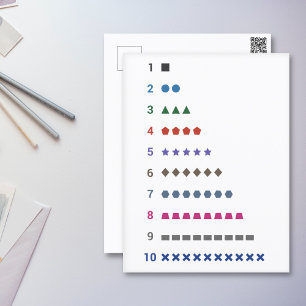 Carte Postale Apprentissage Nombre à 10 formes géométriques Cart
