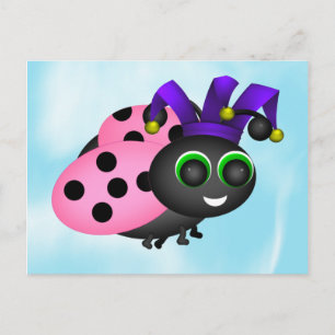 Carte Postale April Fools Day Ladybug Jester