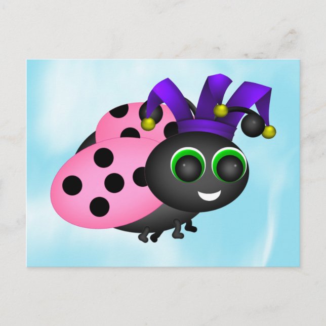 Carte Postale April Fools Day Ladybug Jester (Devant)