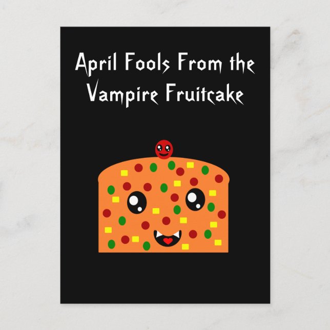 Carte Postale April Fools du gâteau de fruit Vampire (Devant)