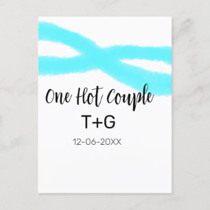 Carte Postale Aqua bleu ciel pastel un couple chaud ajouter nom 
