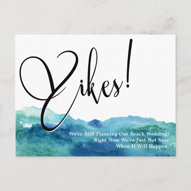 Carte Postale Aqua Blue Green Yikes ! Mariage repoussé humoristi (Devant)