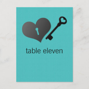 Carte postale Aqua Heart Lock et Key Table