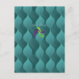 Carte Postale Aqua Leaf Flow – Dégradé de sarcelle Énergie pour