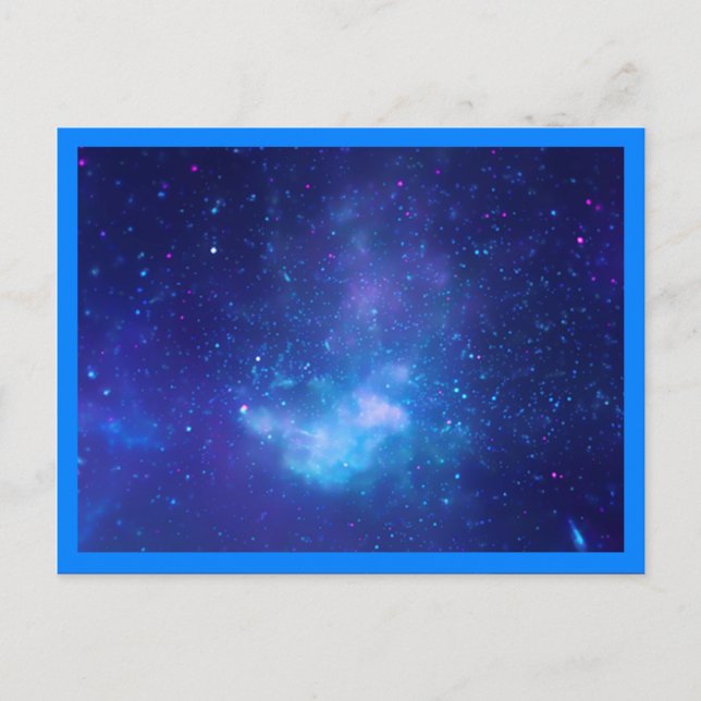 Carte Postale Aqua Sapphire Galaxy Celestial Bleu Frontière Phot (Devant)