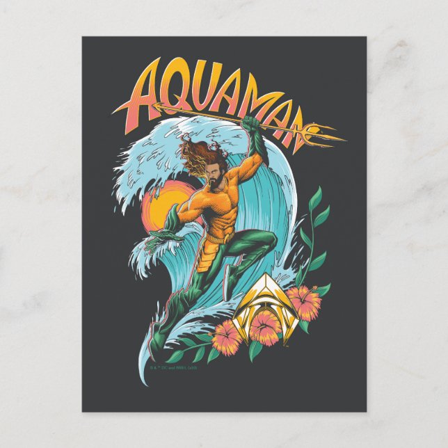 Carte Postale Aquaman et graphique de surf Trident Rising (Devant)