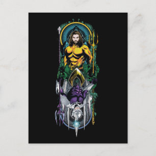 Carte Postale Aquaman   Panneau Art Nouveau réversible Orin & Or