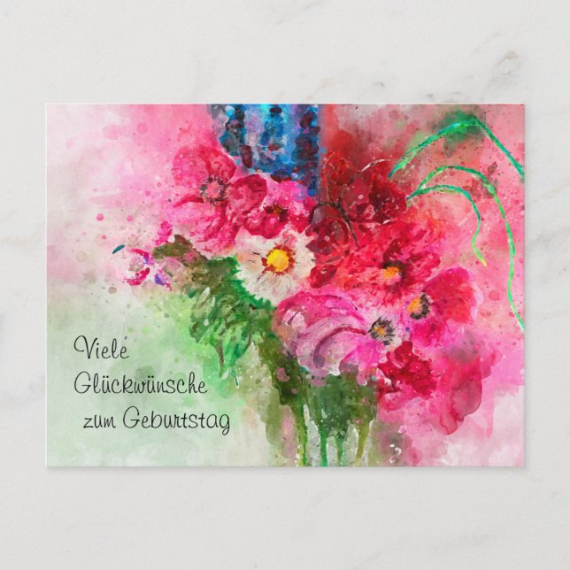 Carte Postale Aquarell Bouquet de fleurs (Devant)
