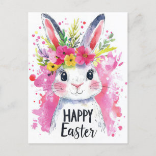 Carte postale Aquarell Oster colorée avec lièvre d