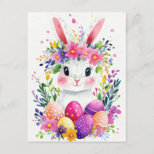 Carte postale Aquarell Oster colorée avec lièvre d