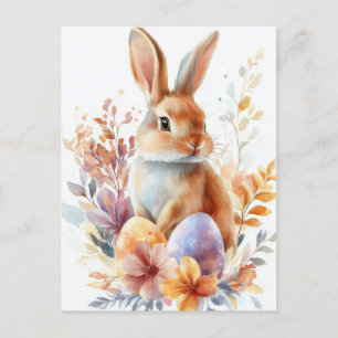 Carte postale Aquarell Oster colorée avec lièvre d