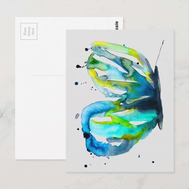 Carte Postale Aquarelle à papillon (Devant / Derrière)