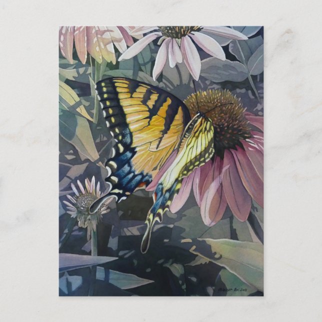 Carte Postale Aquarelle à papillon jaune (Devant)