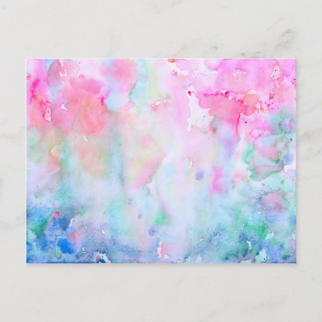 Carte Postale Aquarelle Abstrait Motif rose, Forêt rose (Devant)