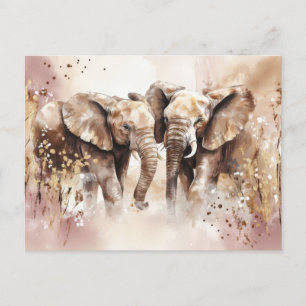 Carte Postale Aquarelle abstraite Illustration d'un éléphant