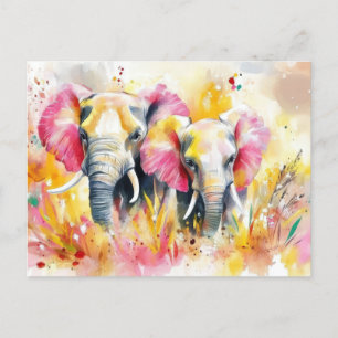 Carte Postale Aquarelle abstraite Illustration d'un éléphant