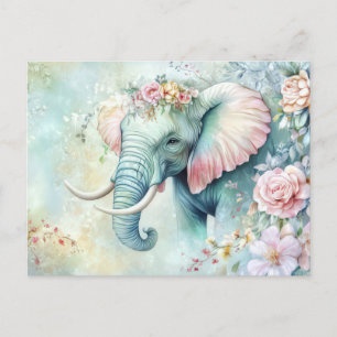 Carte Postale Aquarelle abstraite Illustration d'un éléphant