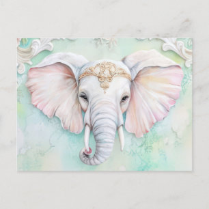 Carte Postale Aquarelle abstraite Illustration d'un éléphant