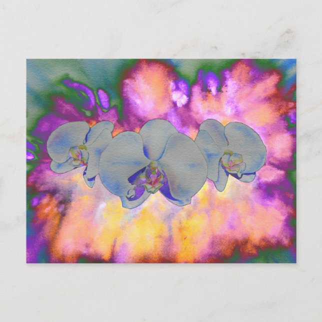 Carte Postale Aquarelle Abstraite orchidées tropicales (Devant)