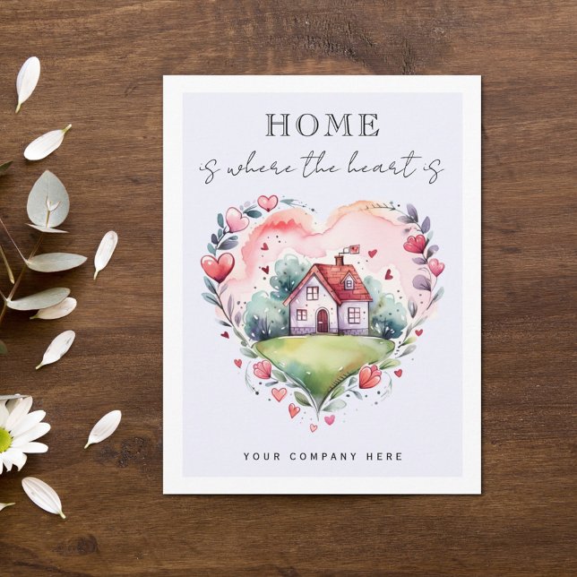 Carte Postale Aquarelle Accueil Coeur Immobilier Agriculture (Créateur téléchargé)