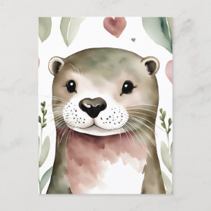 Carte Postale Aquarelle adorable Otter