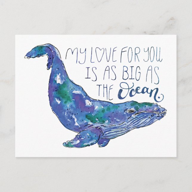 Carte Postale Aquarelle - Amour aussi grand que l'océan (Devant)