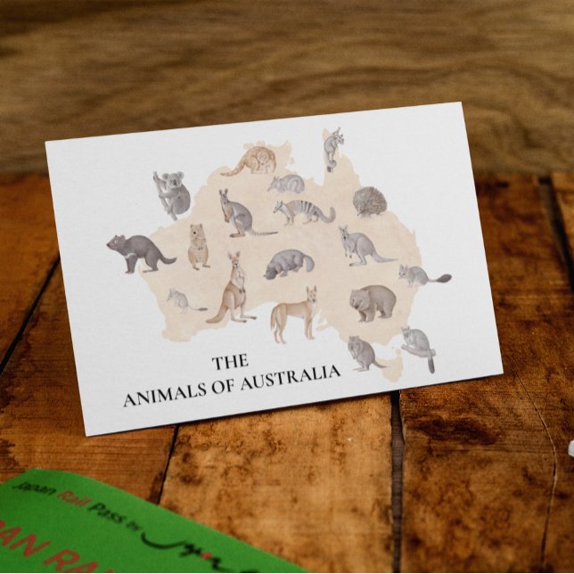Carte Postale Aquarelle Animaux d'Australie (Créateur téléchargé)