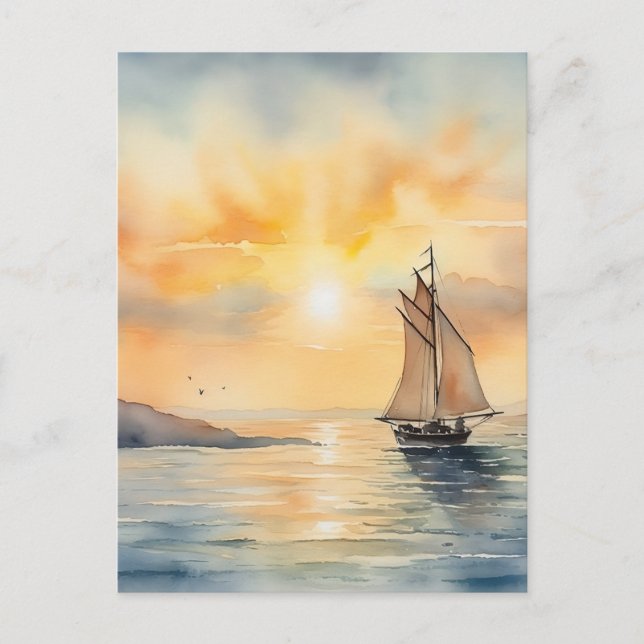 Carte Postale Aquarelle Arrière - plan (Devant)