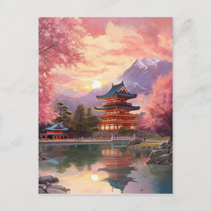 Carte Postale Aquarelle Arrière - plan paysage japonais