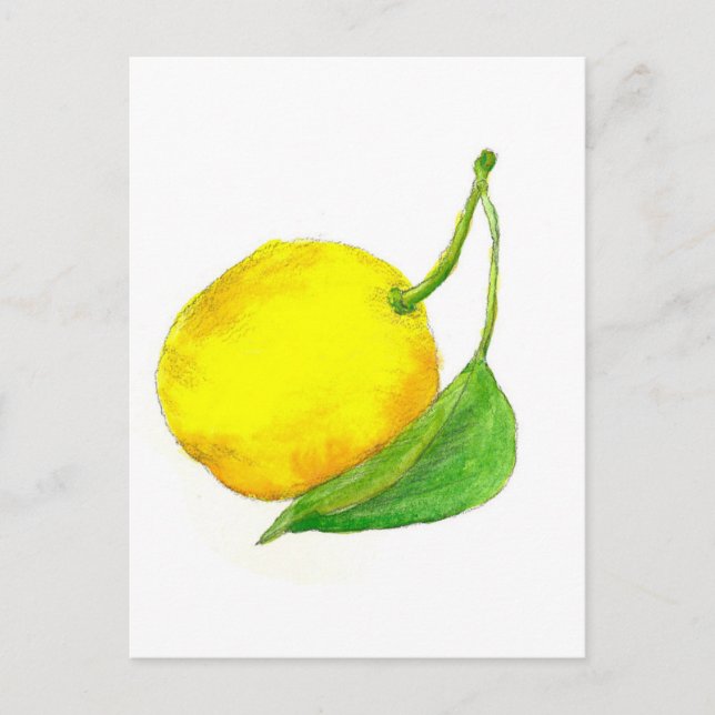 Carte Postale Aquarelle au citron peint en agrumes jaunes (Devant)