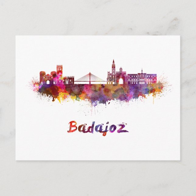 Carte Postale Aquarelle Badajoz (Devant)