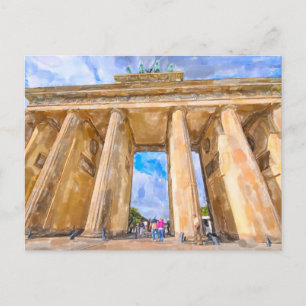 Carte Postale Aquarelle Berlin. Porte de Brandebourg.