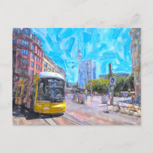Carte Postale Aquarelle Berlin. Streetcar sur Hackescher Markt.